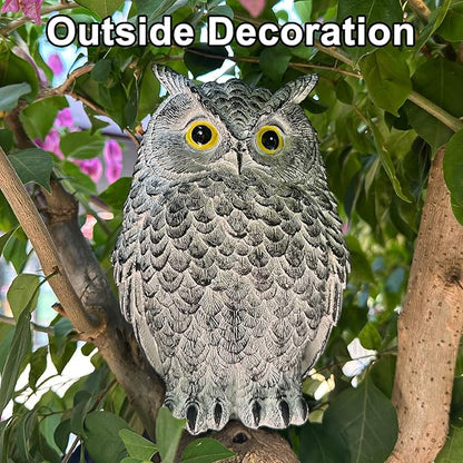 2 Pack Realistic Owl Statues for Indoor & Outdoor Decoration, Effective Birds Deterrent for Garden, Patio, Yard, and Home Decor, Suitable for Spring Decor (Brown & Gray)