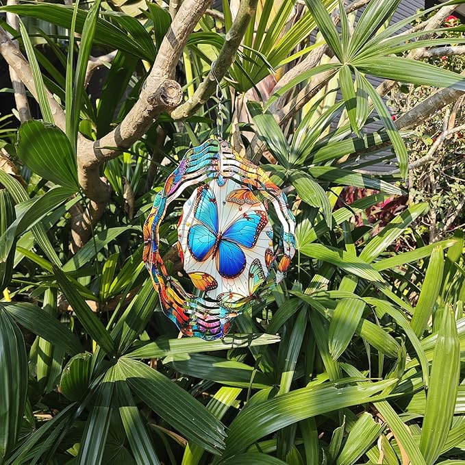 3D Butterfly Wind Spinners Outdoor Stainless Steel Hanging Wind Spinner Decorations Metal Garden Art for Patio Garden Yard and Indoor Spaces Butterfly Gifts for Mom Wife Women Grandma