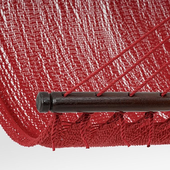 Lazy Daze Hammocks 10.5 FT Double 2 Person Caribbean Rope Hammock, Hand Woven Polyester Hammock with Spreader Bars, for Outside Outdoor Backyard Patio Poolside, 450 LBS Capacity,Red