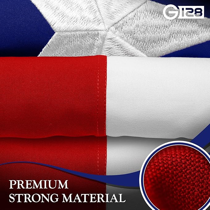 G128 Texas TX State Flag | 10x15 Ft | StormFlyer Series Embroidered 220GSM Spun Polyester | Embroidered Design, Indoor/Outdoor, Brass Grommets, Heavy Duty, All Weather