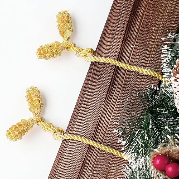 Shappy 24 Pieces Christmas Garland Banister Ties Christmas Decorative Reusable and Flexible Twist Ties for Garland, Banister Home Decoration (Gold-Brown)