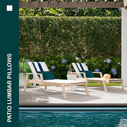 Indoor Outdoor Lumbar Pillows,Waterproof Outdoor Pillows Set of 2 for Patio Furniture,12×20 Inch,Dark Green