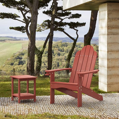 LUE BONA HDPS Adirondack Chairs Set of 8, Fire Pit Outdoor Chair Weather Resistant with Cup Holder, Modern Plastic Chair Plastic for Patio, Deck, Proch, 350LBS, Red