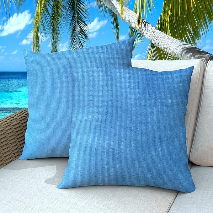 Outdoor Pillows Set of 2, 20''×20''Waterproof Throw Pillow for Patio Furniture, Feathers and Down Filled Outside Decorative Pillows Inserts for Garden, Porch Swing, Couch and Sofa