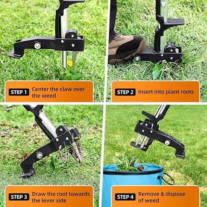 Weed Puller Tool, Heavy Duty Stand Up Weed Puller with 39.3" Long Handle & Tough Stainless Steel Claws, Detachable Gardening Hand Weeding Tool for Lawn Garden Without Bending, Pulling, or Kneeling