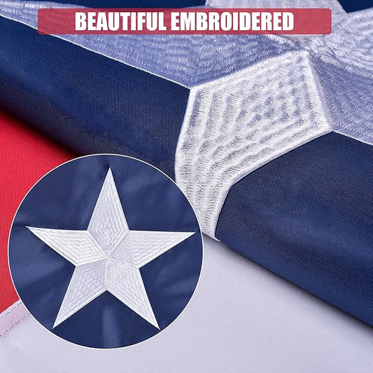 Texas State Flag 3x5 Ft, Deluxe Embroidered Heavy Duty Polyester Durable TX Flag with Sewn Stripes and Brass Grommets for Indoor/Outdoor Use