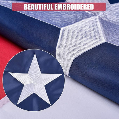 Texas State Flag 4x6 Ft Deluxe Embroidered Premium Polyester Durable TX Flag with Sewn Stripes and Brass Grommets for Indoor/Outdoor Use