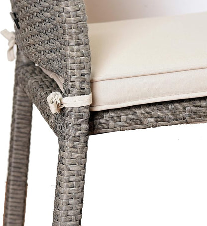 Amazonia Jefferson 9-Piece Patio Extendable Dining Table Set | Light Grey Wicker Chairs with Cushion | Ideal for Outdoors and Indoors