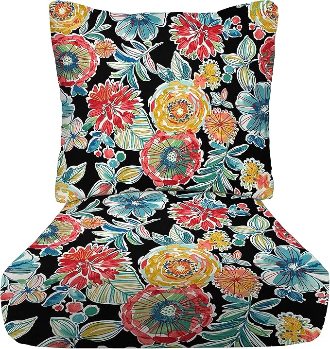 RSH DECOR Deep Seating Cushion with Pillow Back | 23.5” x 25” Seat | Water and Fade-Resistant Spun Fabric | Outdoor Chair Cushion Set for Patio Furniture | Colsen Noir