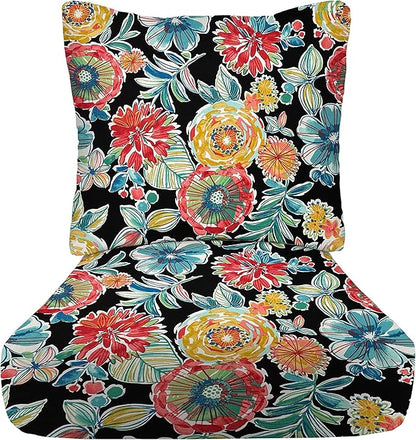 RSH DECOR Deep Seating Cushion with Pillow Back | 22” x 25” Seat | Water and Fade-Resistant Spun Fabric | Outdoor Chair Cushion Set for Patio Furniture | Colsen Noir