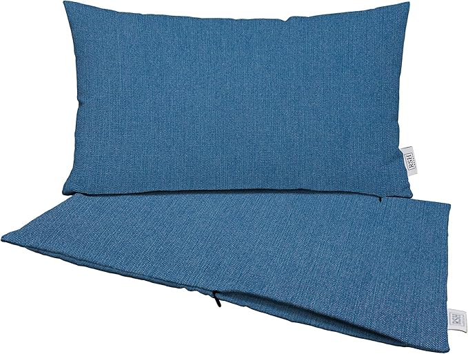 RSH DECOR: Sunbrella Pillow Covers Set of 2 | Covers Only - 20" x 12" | Outdoor Lumbar Pillow Covers Crafted with Sunbrella Performance Fabric | Canvas Regatta