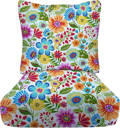 RSH DECOR Deep Seating Cushion with Pillow Back | 23.5” x 25” Seat | Water and Fade-Resistant Spun Fabric | Outdoor Chair Cushion Set for Patio Furniture | Gregoire Fresco