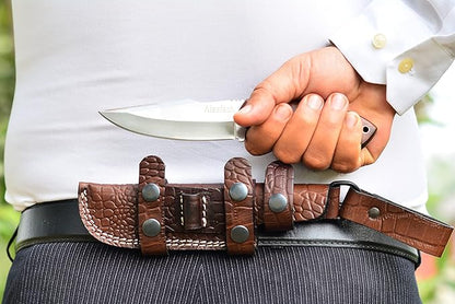 Bushcraft knife, Hunting Knife with Sheath, Belt Knife with Rosewood Handle, High Carbon Steel Blade Knife (Beast)