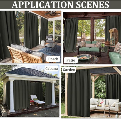 Gazebo Universal Replacement Privacy Curtain,12'×12' Gazebo Outdoor Waterproof Curtains, 4-Panels Sidewall Curtains with Double Zipper for Patio Canopy, Garden and Backyard (Curtain Only)