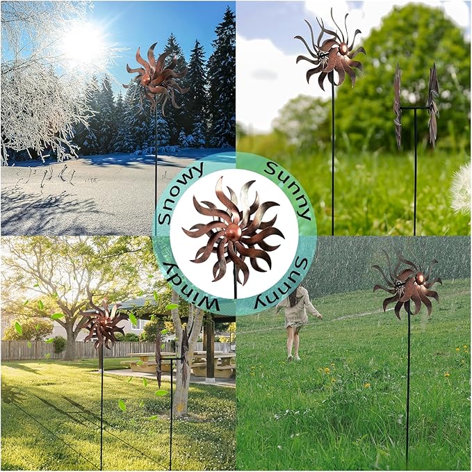 360 Degree Metal Wind Spinner - Classical Willow Leaves Design for Patio, Lawn & Garden Decor