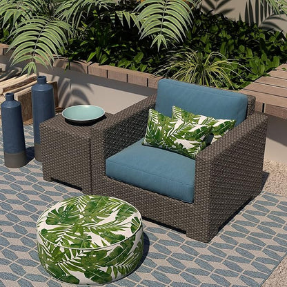 LVTXIII Set of 2 Patio Lumbar Pillows, 12”x20” Fade Resistant Outdoor Lumbar Pillow with Inners, Fluffy Decorative Garden Lumbar Cushions for Home Patio Coach Sofa Use, Palm Green