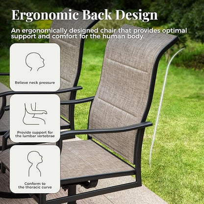 7 Pieces Patio Dining Set, Outdoor Table and Chairs, 6 x Textilene Swivel Dining Chairs and 61" Expandable Patio Dining Table, for Cozy Garden Settings, Grayish Brown