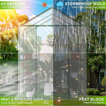 Walk-in Greenhouse for Outdoor, 57 x 29 x 77'' Walk in Plant Greenhouses with Durable UV-Resistant Cover, Reinforced Green House with 3 Tiers Stands Heavy Duty for Patio, Backyard and Porch