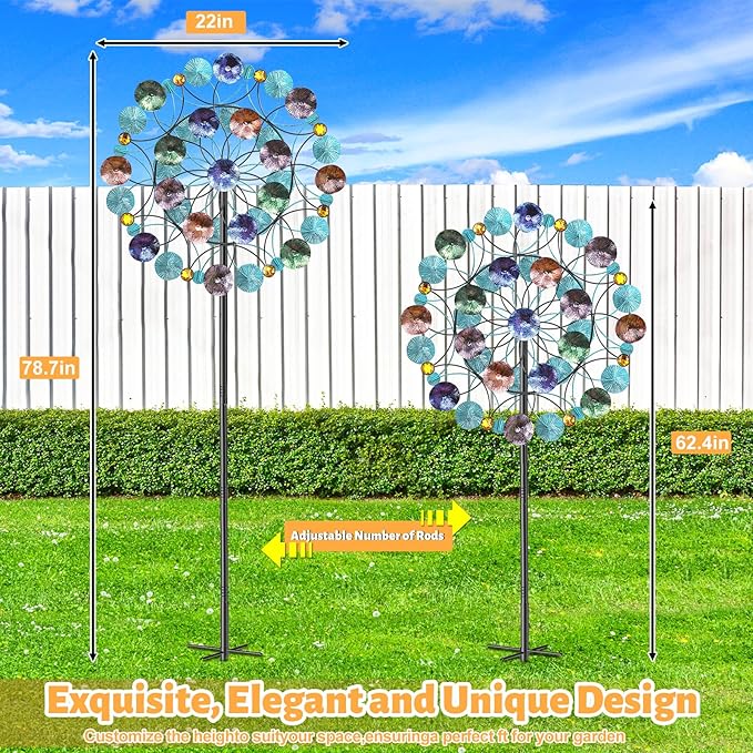 FaloStwer 78.7 Inch Tall Metal Wind Spinner for Outdoor, Large Kinetic Wind Sculpture with Unique Blade Design, Easy Install Garden Windmill for Patio Yard Lawn Decoration(Large Size A)