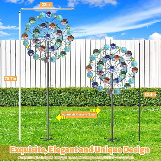 FaloStwer 78.7 Inch Tall Metal Wind Spinner for Outdoor, Large Kinetic Wind Sculpture with Unique Blade Design, Easy Install Garden Windmill for Patio Yard Lawn Decoration(Large Size A)