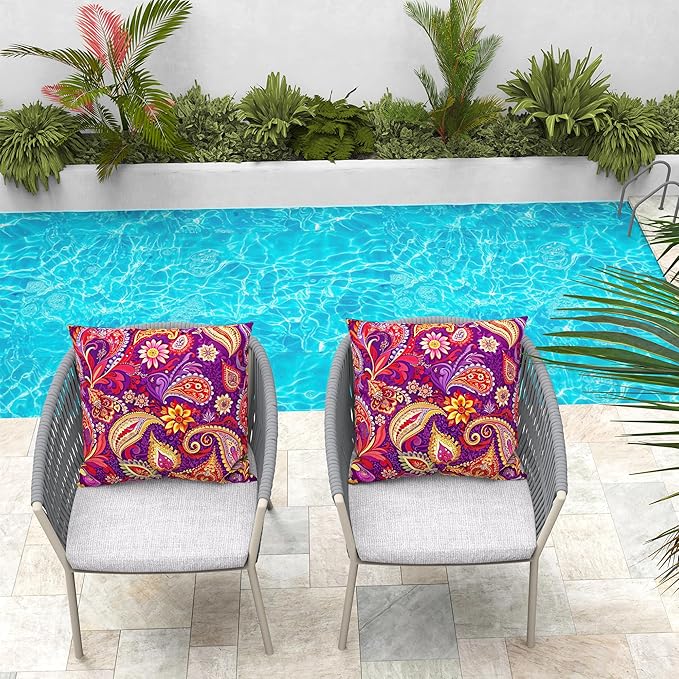 WOLKI Waterproof Outdoor Pillows 20x20 Feather and Down Filled Throw Pillow for Patio Furniture, Outside Decorative Pillow Set of 2
