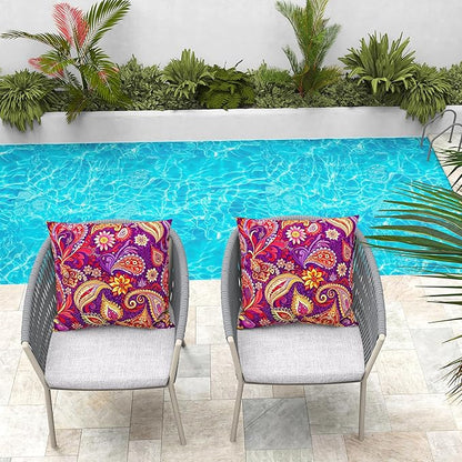 WOLKI Waterproof Outdoor Pillows 20x20 Feather and Down Filled Throw Pillow for Patio Furniture, Outside Decorative Pillow Set of 2