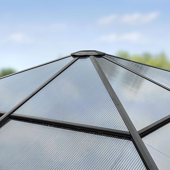 TOOLPORT Hardtop Gazebo 10x10 ft with Aluminum Frame and Approx. 8 mm Polycarbonate Roof