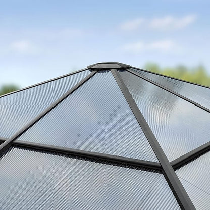 TOOLPORT Hardtop Gazebo 10x10 ft with Aluminum Frame and Approx. 8 mm Polycarbonate Roof