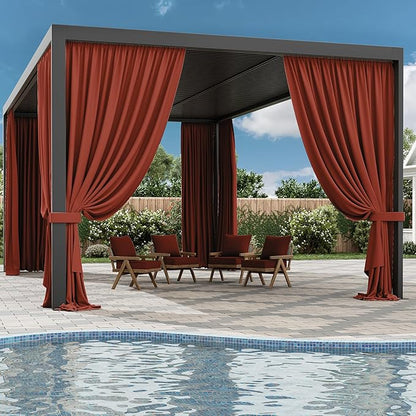 Gazebo Universal Replacement Privacy Curtain,12'×20' Gazebo Outdoor Waterproof Curtains, 4-Panels Sidewall Curtains with Double Zipper for Patio Canopy, Garden and Backyard (Curtain Only)