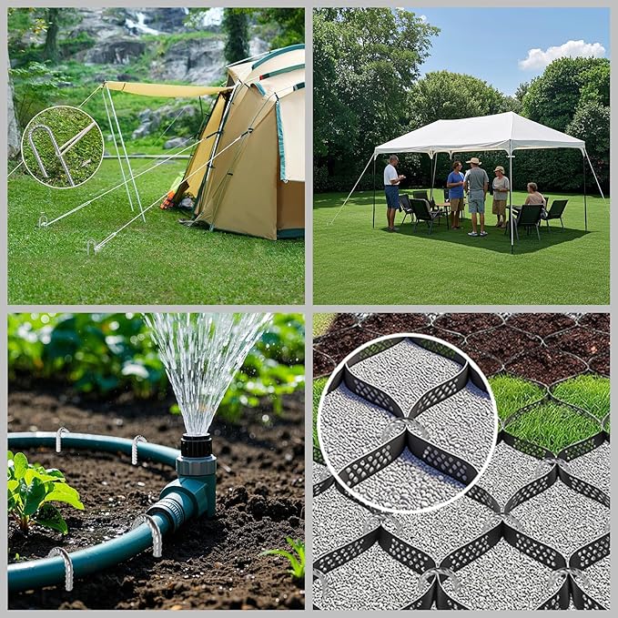 VVOKGO Rebar-Stakes-12-Inch J Hook Galvanized Tent Stakes Heavy Duty, 50-Pack Ground Chain Link Fence Anchors with Chisel Point End for Gazebo, Camping Tents, Outdoor Inflatables Decorations