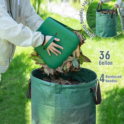 65" Rake,25-Tine Heavy Duty Garden Rake with Leaf Scoops & Bag - Non-Slip Fixed Handle Metal Rastrillo para Jardin for Lawn, Yard, Shrubs, Leaves, Debris