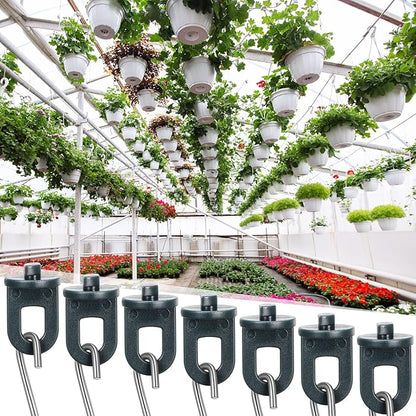 Ripeng 100 Pieces Greenhouse Hooks Hanger Twist Clips Greenhouse Fixing Clips with Stainless Steel S Hooks for Outdoor Garden Hanging Plants Plastic Insulation Netting Shading