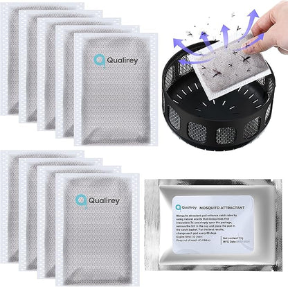 10 Pack Mosquito Attractant in Bulk, Lure for Bug Zapper Bait Refill Compatible with All Mosquito Trap Enhances Catch Rates for Indoor Outdoor Traps, Safe and Long Lasting