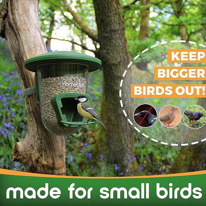 Outdoor Small Bird Feeder for Fences, Trees, Balcony and Walls - PerchPod Seed Birdfeeder, No Mess Wild Bird Feeders for Outside