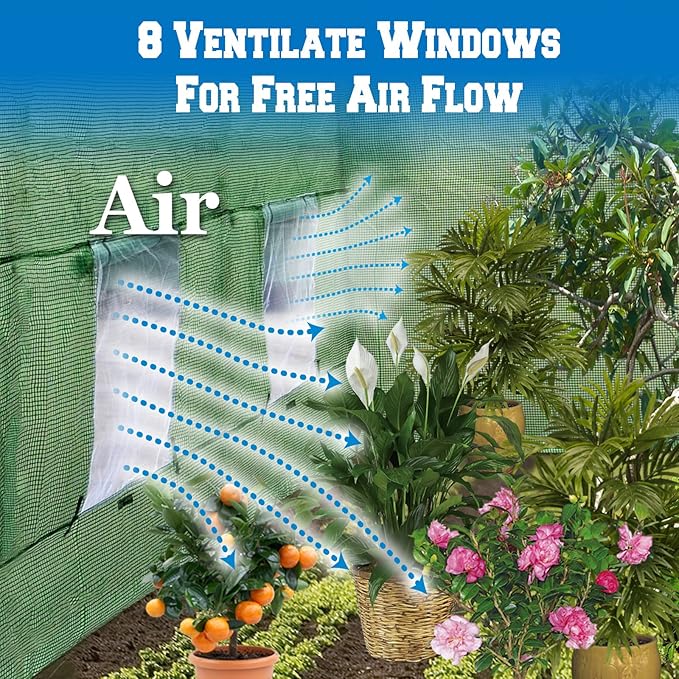 BenefitUSA Cover Canopy Replacement for Larger Green House 16'x7'x7' Walk in Outdoor Plant Gardening Greenhouse Cover