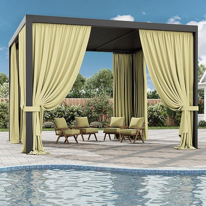 Gazebo Universal Replacement Privacy Curtain,12'×12' Gazebo Outdoor Waterproof Curtains, 4-Panels Sidewall Curtains with Double Zipper for Patio Canopy, Garden and Backyard (Curtain Only)