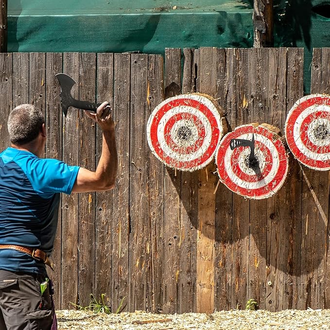 Throwing Axe and Tomahawk 3 Pack Protective Nylon Sheath with Built-in Corkscrew,10.4" Full Tang Stainless Steel Throwing Tomahawk