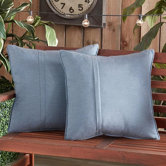 Greendale Home Fashions Sunbrella 20" Square Outdoor Throw Pillow with Removable Cover (Set of 2), Spectrum Denim 2 Count