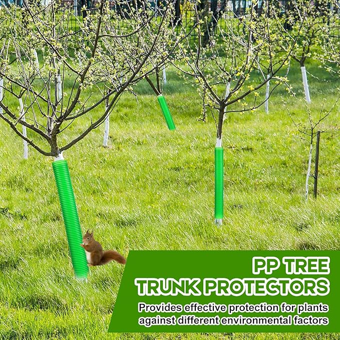 Menkxi 20 Pcs Corrugated Tree Guards Tubes Plastic Saplings Tree Trunk Protectors Wraps to Protect Bark from Deer, Sapling from Rodents, Mowers, Animals (15.7 x 2,Army Green)