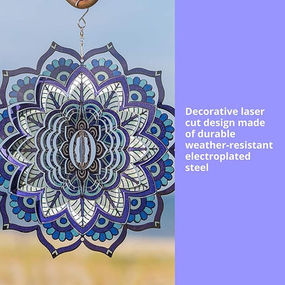 VP Home - Mandala Kinetic Wind Spinner - Hanging Garden Decor - Yard and Garden Metal Spinner - Wind Sculptures Ideal for Outdoor - Spinning Lawn Ornaments - Art Kinetic Sculpture (Purple)