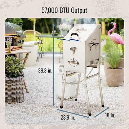 Hike Crew Outdoor 4-Gallon Propane Deep Fryer 57,000 BTU for Camping & Outdoor Kitchen with Push Ignition, 2 Stainless Mesh Frying Baskets, Built-In Thermometer, Gas Regulator & Drain Valve
