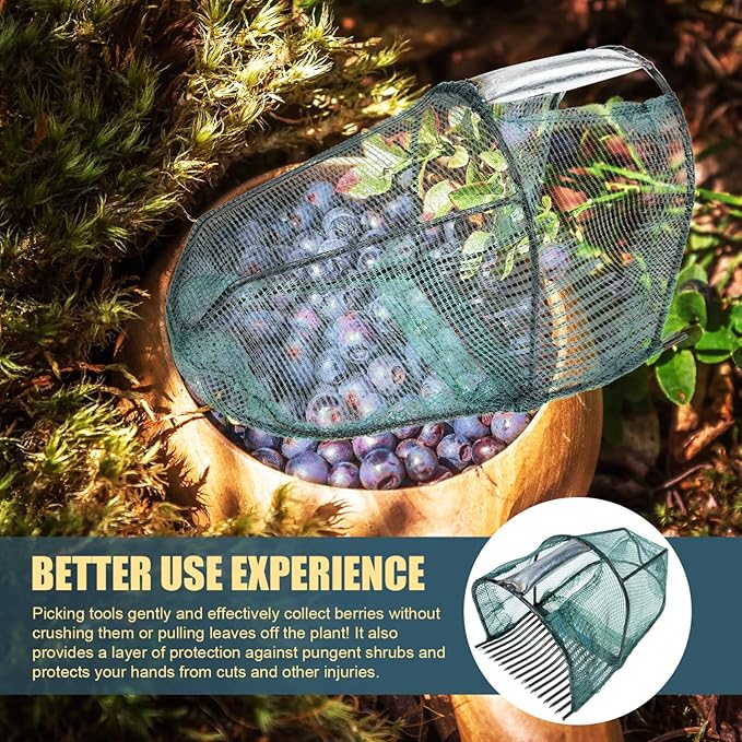 Tofficu Ergonomic Blueberry Picker with Steel Comb and Handle, Lightweight Fruit Harvesting Tool for Berries and Small Fruits, Ideal for Outdoor Garden Use