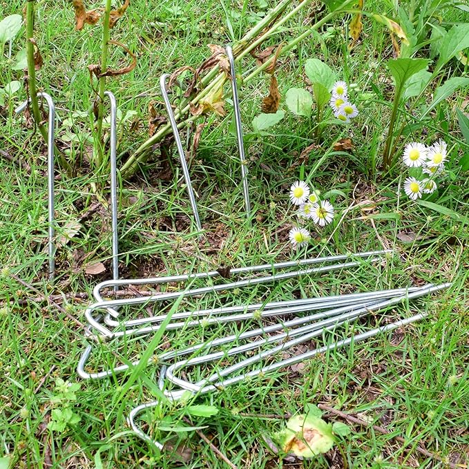 9 Inch Tent Stake Yard Inflatable Stakes Metal Tent Pegs Heavy Duty Ground Stake Fence Hooks Camping Spikes for Canopies, Tarp and Outdoor Christmas Decorations (30)