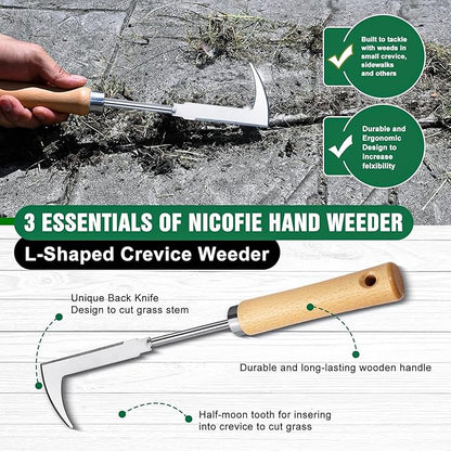 Hand Weeder Tool Garden Weeding Tool, Uprooting Weeding Tool Gardening Weeder Tool, Stainless Steel Gardening Tools for Yard and Garden, 2 Pcs
