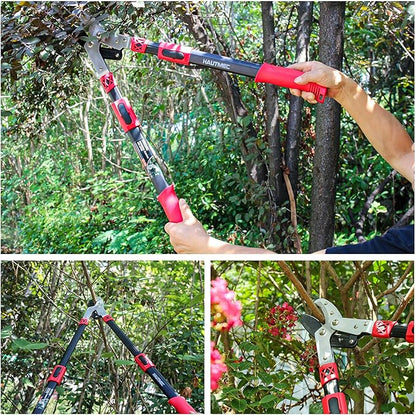 HAUTMEC Anvil Loppers for Tree Trimming Heavy Duty, Extendable 27-37'' Garden Bypass Loppers with Compound Action System, 2" Cutting Capacity, Labor-Saving Tree Trimmer for Yard, Lawn Branch Cutter