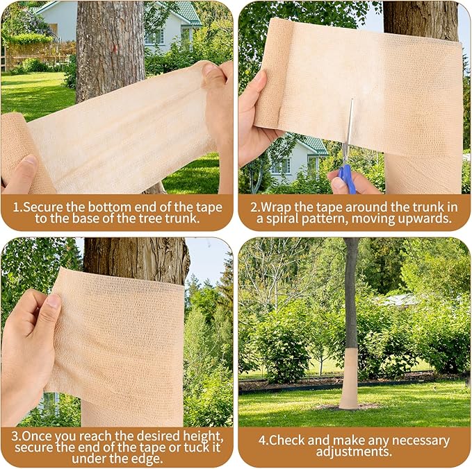 2 Rolls Burlap Tree Wrap - 6" X 157" Gardening Burlap Roll Winter Outdoor Trunks and Shrubs Protection Wraps Protection Tree Covers for Freeze, Frost & Wind Protection