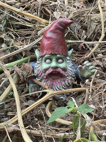 G150028 Zombie Gnome Garden Statue Sculpture, Scary Gnome, Halloween Decoration