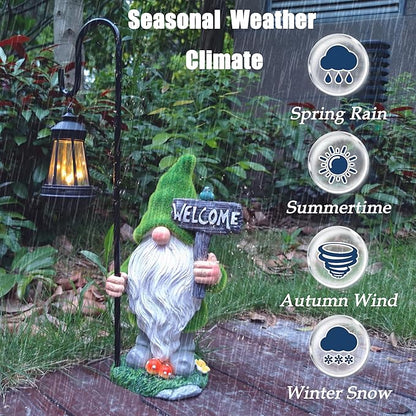 JOYBEE Garden Statues Gnome with Solar Lantern Outdoor Decor-Gnomes Solar Figurines Lights Decorations for Patio Yard Lawn Ornaments-Gifts for Women Mom Grandma