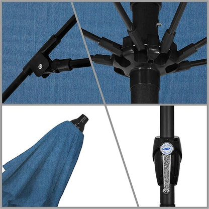 California Umbrella 9' Round Sunbrella Aluminum Outdoor Deck, Pool or Patio Umbrella, Crank Lift, Auto Tilt, Bronze Pole, Regatta