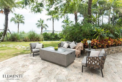 Elementi Andes Propane Gas Fire Pit Table Bundle Cast Concrete with Concealed pullout Propane Tank Storage Drawer | Electronic Ignition | Canvas Cover, Lava Rock Included | Light Gray (Propane Gas)